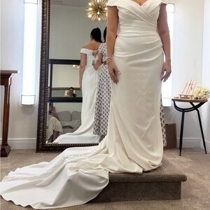 Elegant White Off-Shoulder Wedding Dress